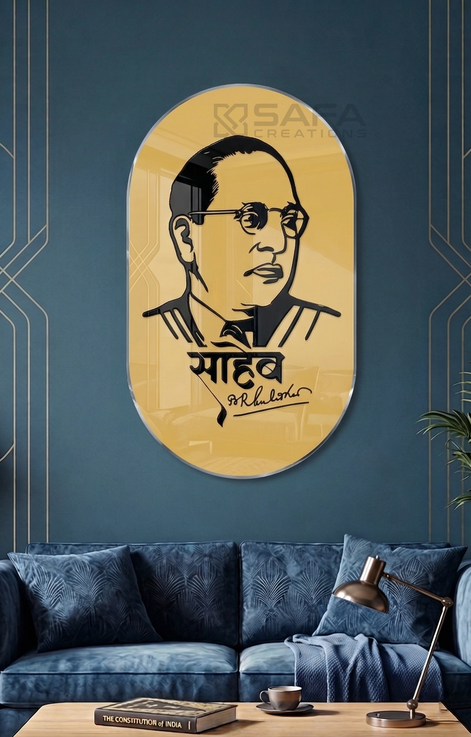 Premium 3mm acrylic Dr. Babasaheb Ambedkar tribute wall art with bold contrast design
