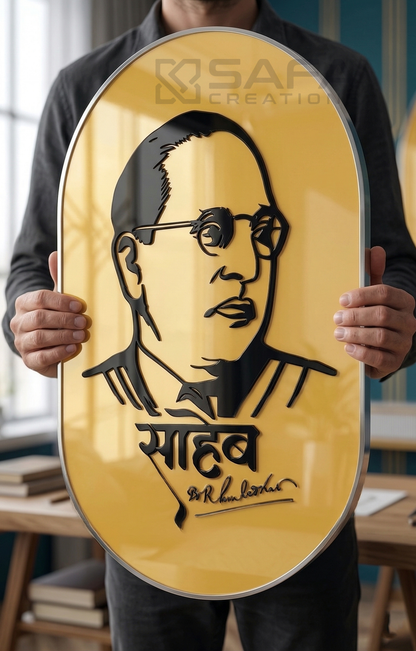 Premium 3mm acrylic Dr. Babasaheb Ambedkar tribute wall art with bold contrast design