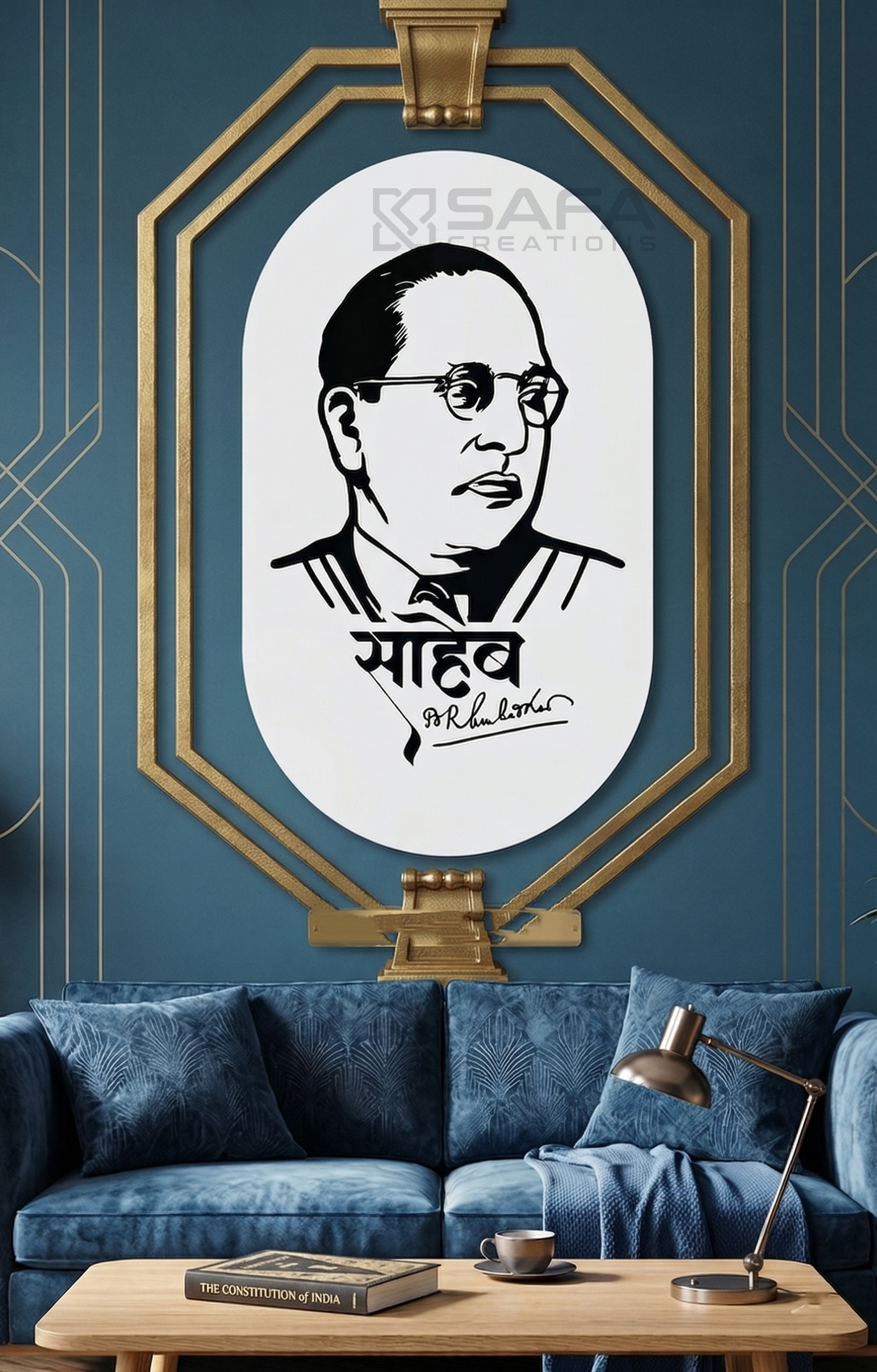 Dr. Babasaheb Ambedkar acrylic wall decor art in white and black